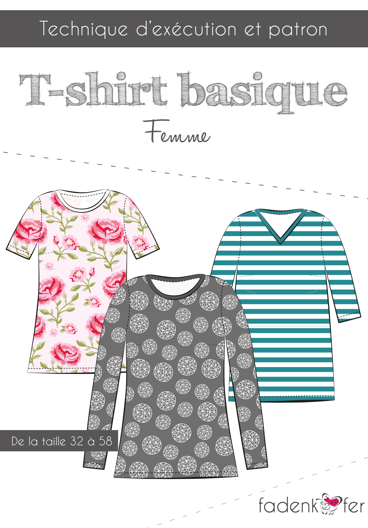 Patron de couture et instructions de couture – Basic-Top pour femme Taille  32-58